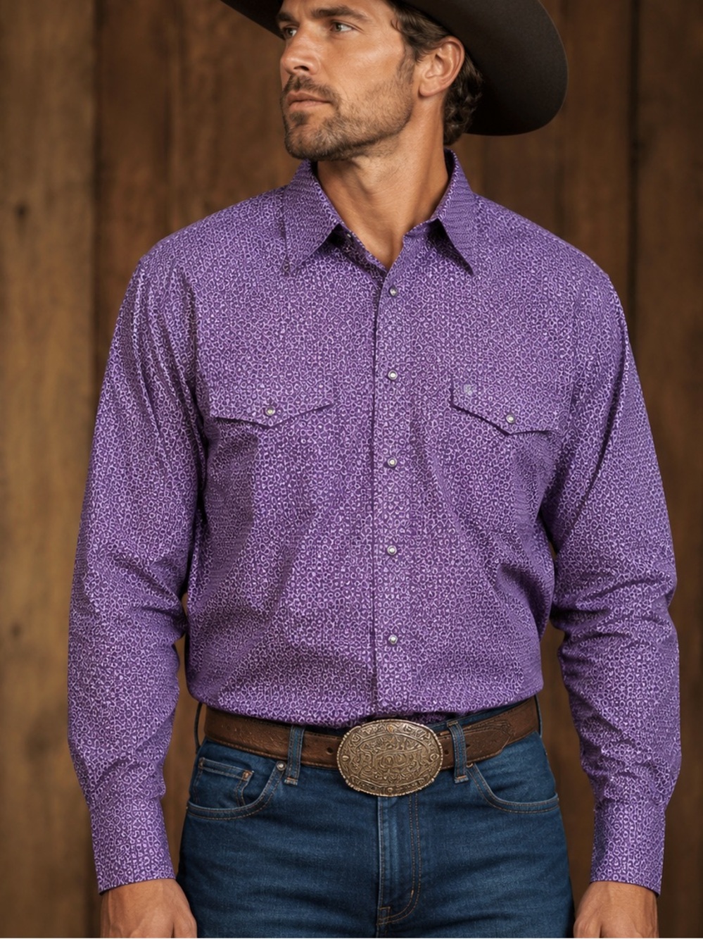 Wrangler George Strait Purple Western Snap Shirt XXL Cowboy Rodeo